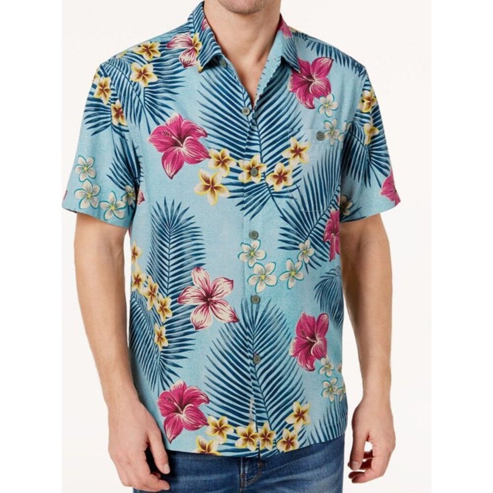 Tommy Bahama Men’s Silk Blend Majorelle Blooms Island Zone Camp Shirt Size L